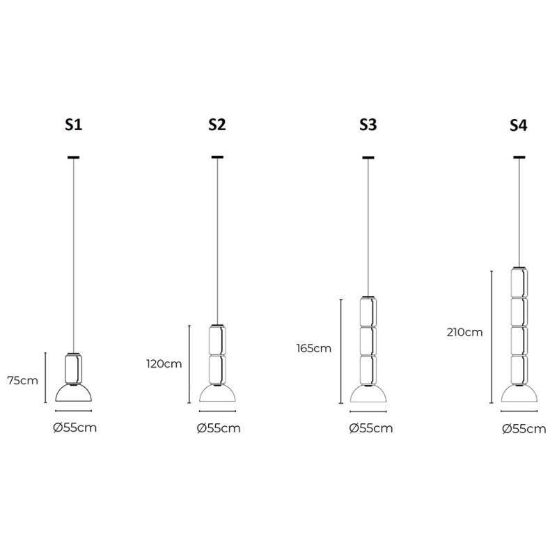 Specification Image for Flos Noctambule Low Cylinder and Bowl LED Pendant