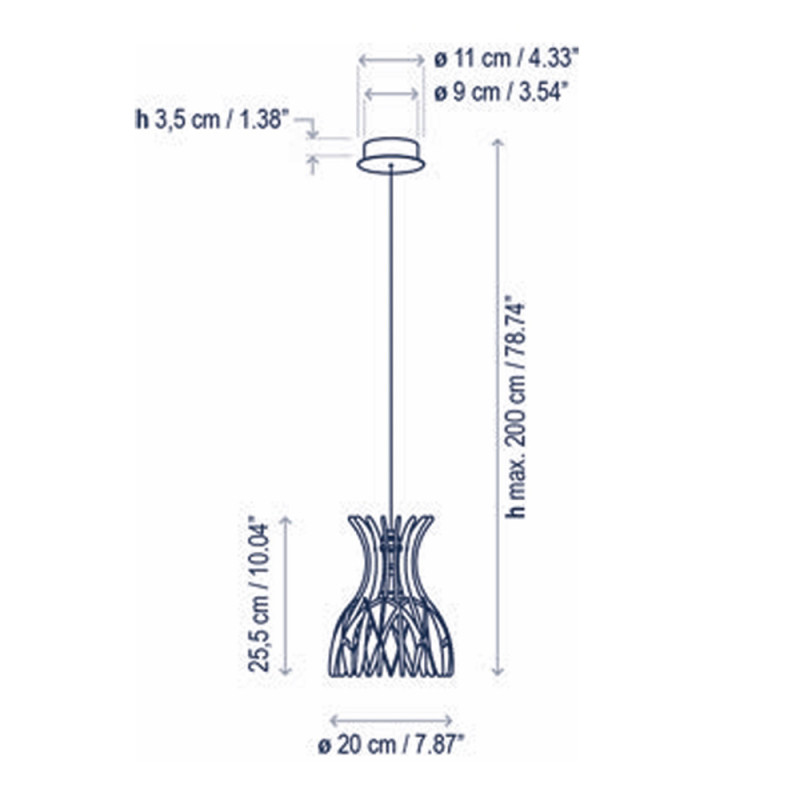 Specification Image for Bover Domita S20 Pendant