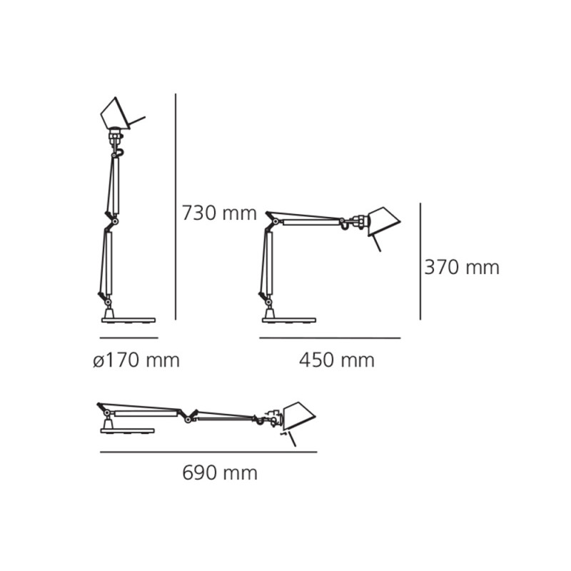 Specification Image for Artemide Tolomeo Micro LED Table Lamp