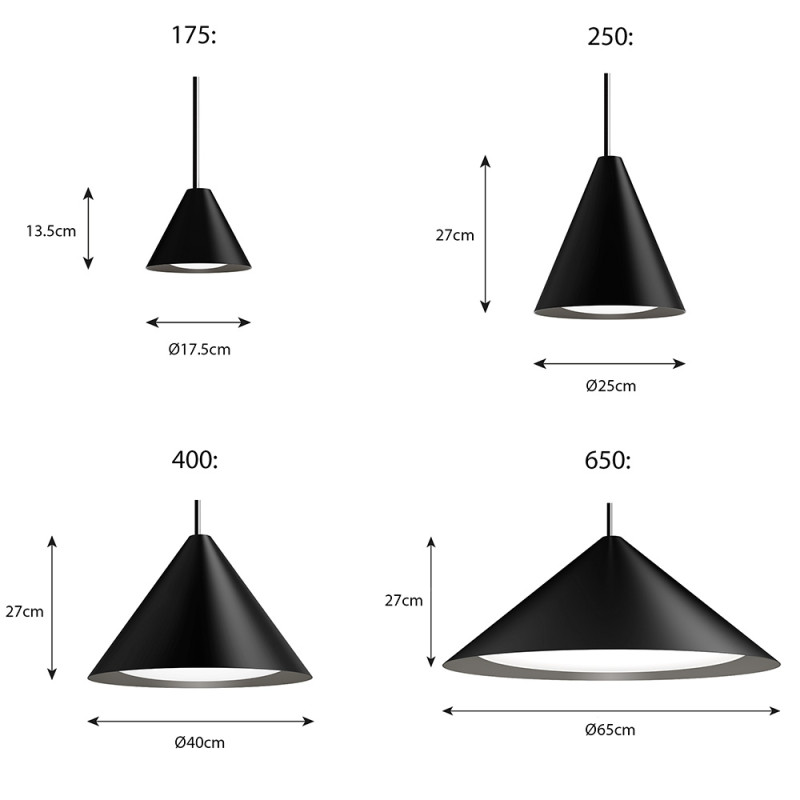 Specification Image for Louis Poulsen Keglen LED Pendant Light 