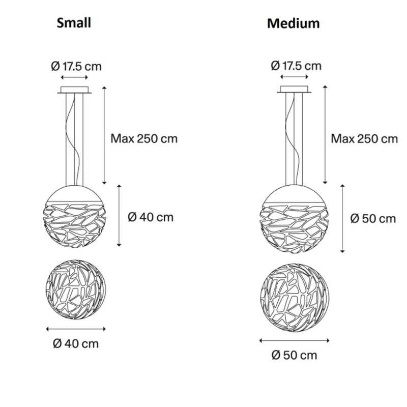 Specification image for Lodes Kelly Sphere Pendant