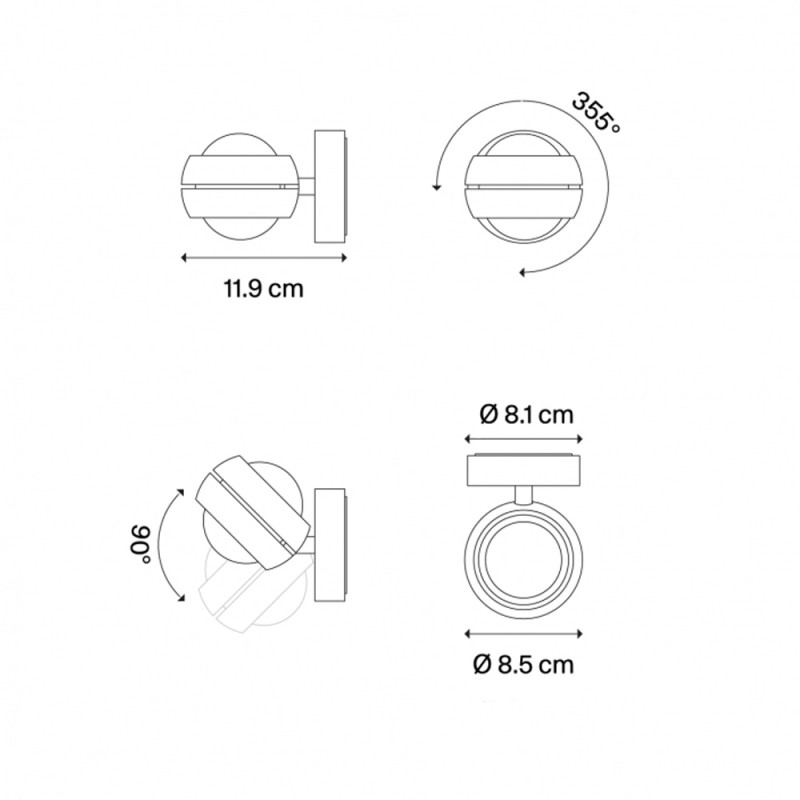 Specification image for Lodes Nautilus Mini LED Wall Light