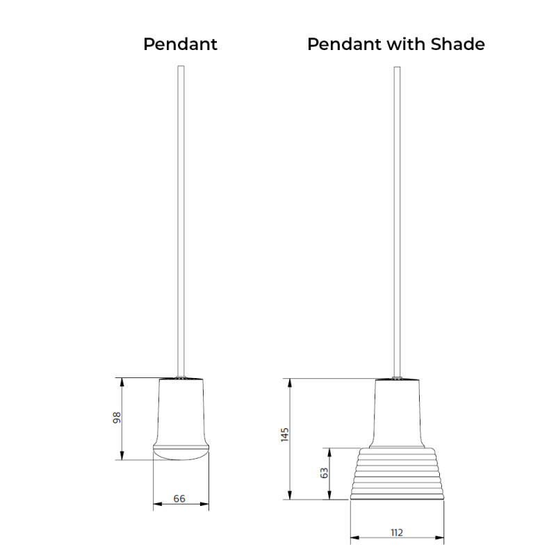 Specification Image for Zero Compose Pendant with Glass Shade