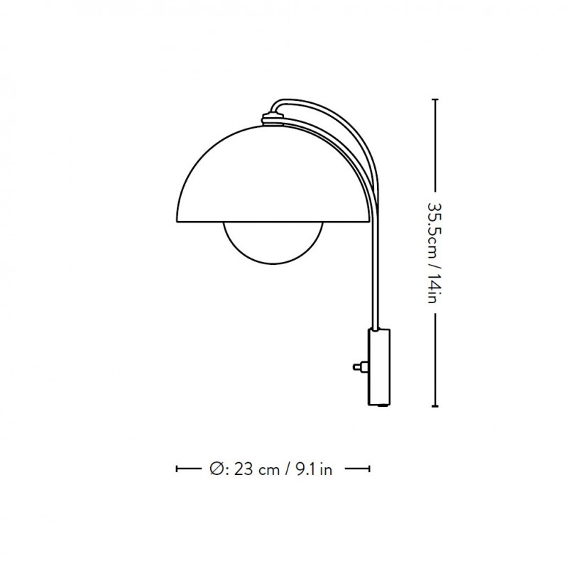 Specification Image for &Tradition Flowerpot VP8 Wall Light