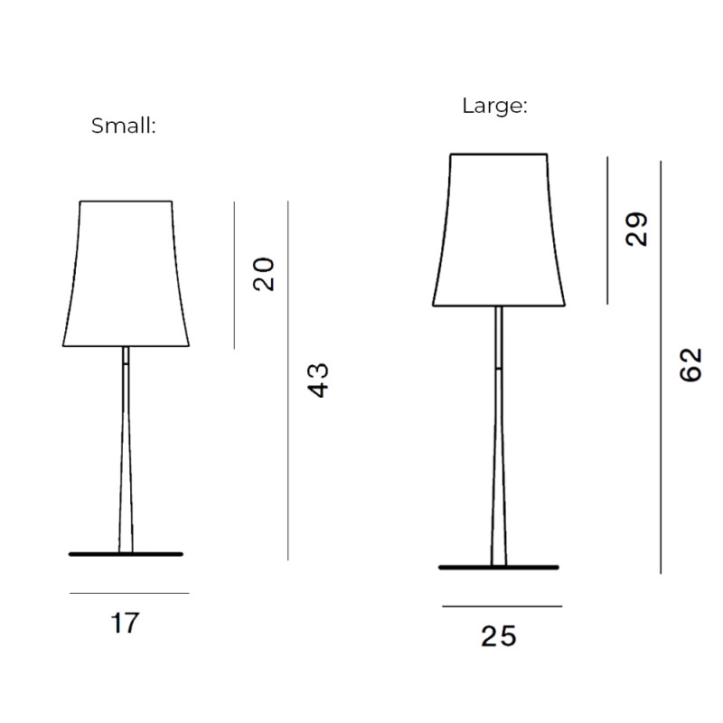 Specification Image for Foscarini Birdie Easy Table Lamp