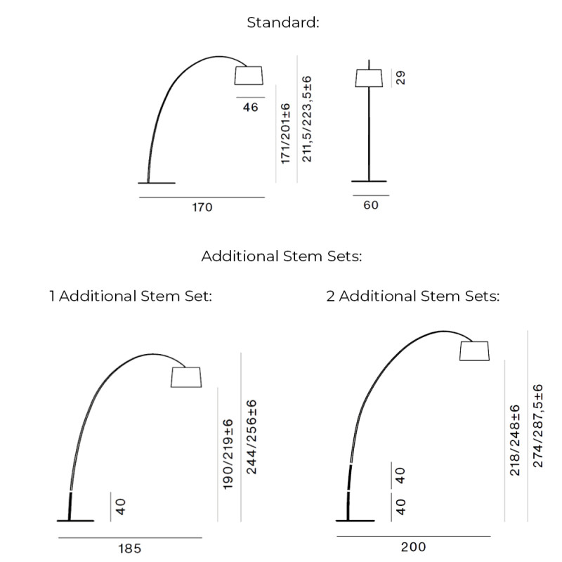 Specification Image for Foscarini Twiggy Wood LED Floor Lamp