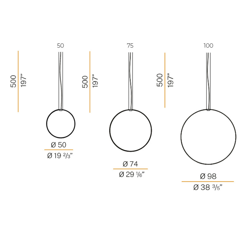 Specification Image for Panzeri Zero Round Vertical LED Pendant