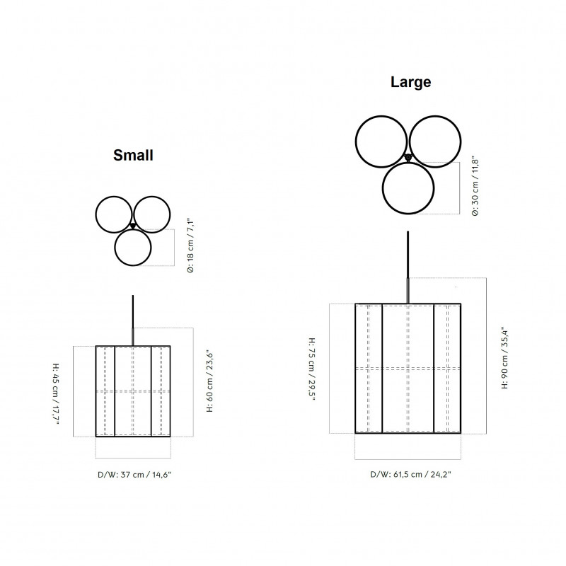 Specification image for Audo Copenhagen Hashira Cluster Pendant Light