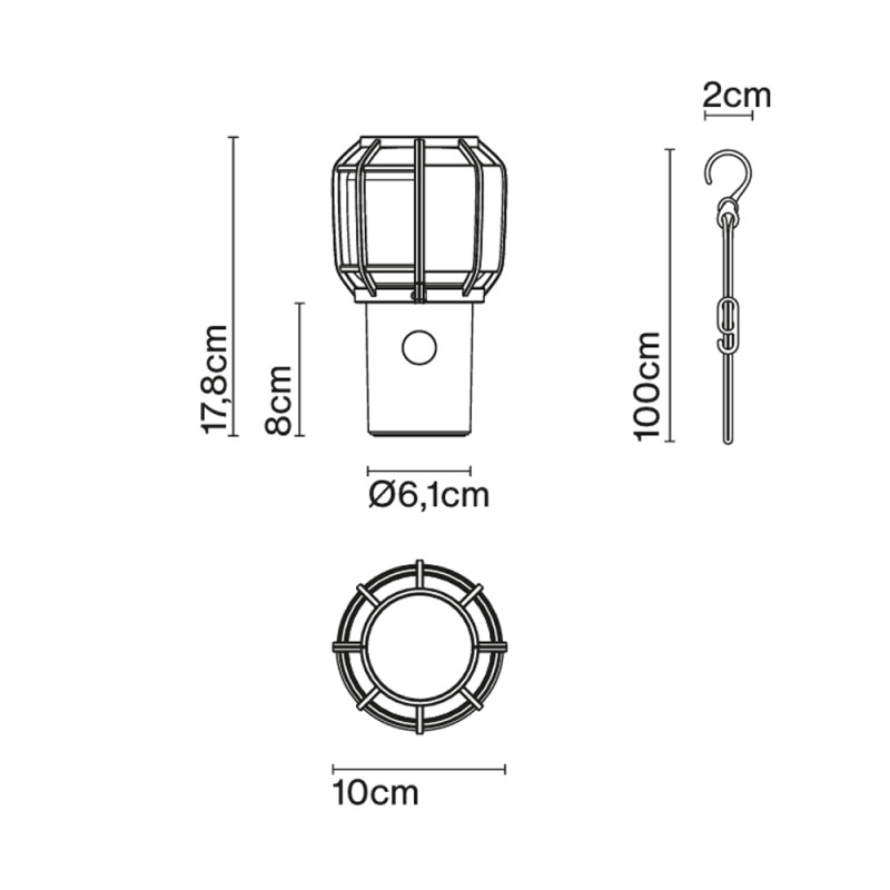 Specification Image for Marset Chispa Outdoor LED Portable Table Lamp