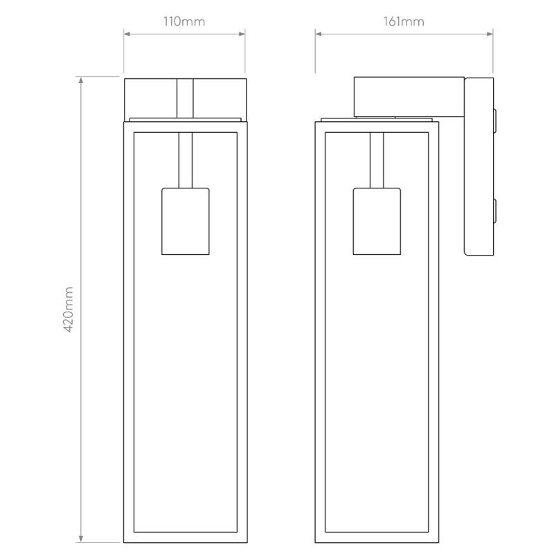 Specification Image for Astro Harvard Lantern Outdoor Wall Light