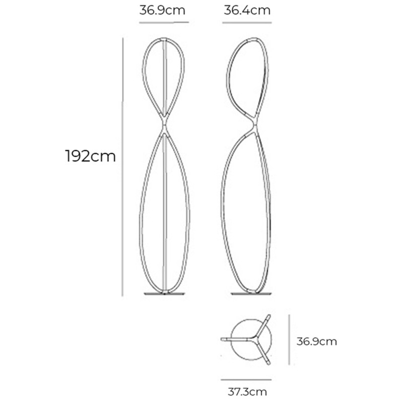 Specification Image for Artemide Arrival LED Floor Lamp App Compatible