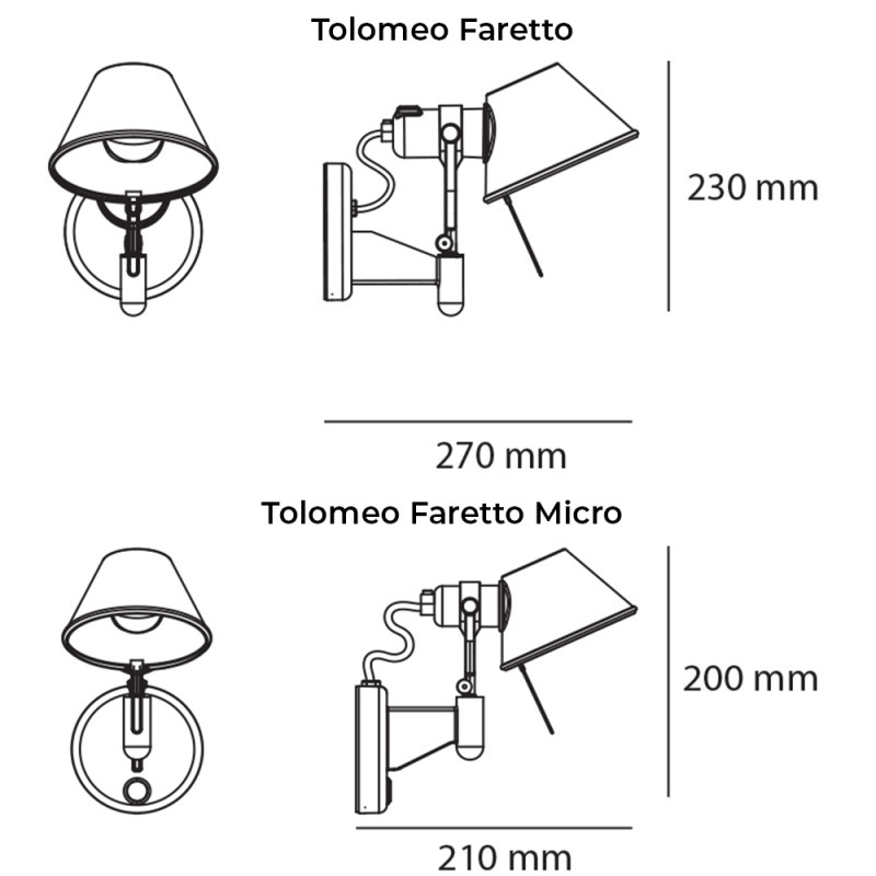 Specification Image for Artemide Tolomeo Faretto Wall Light