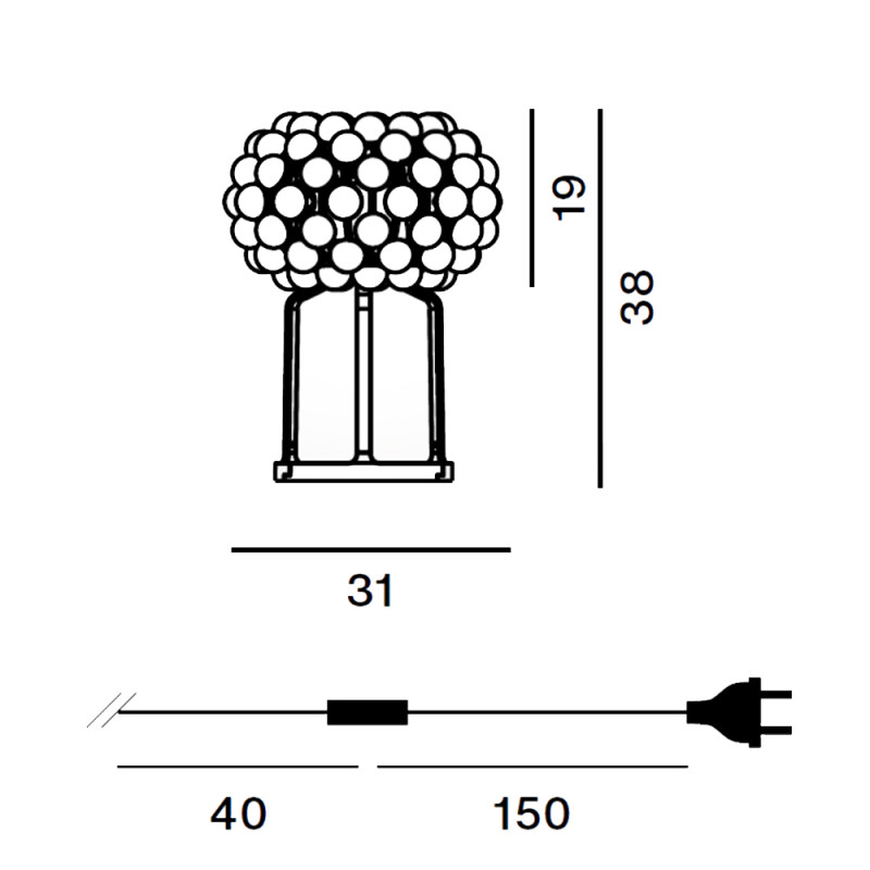 Specification Image for Foscarini Caboche Plus LED Table Lamp