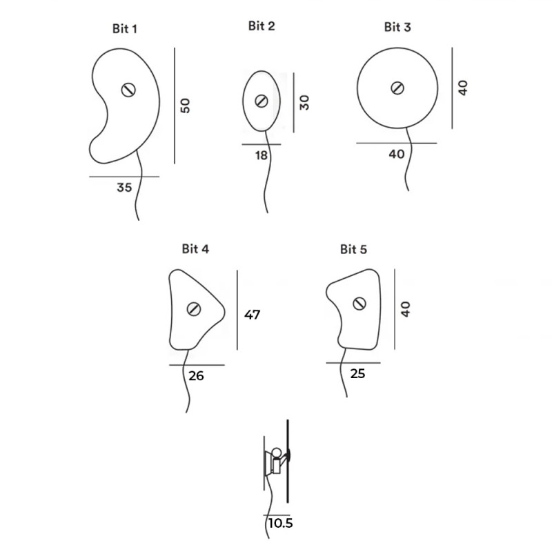 Specification image for Foscarini Bit Wall Light