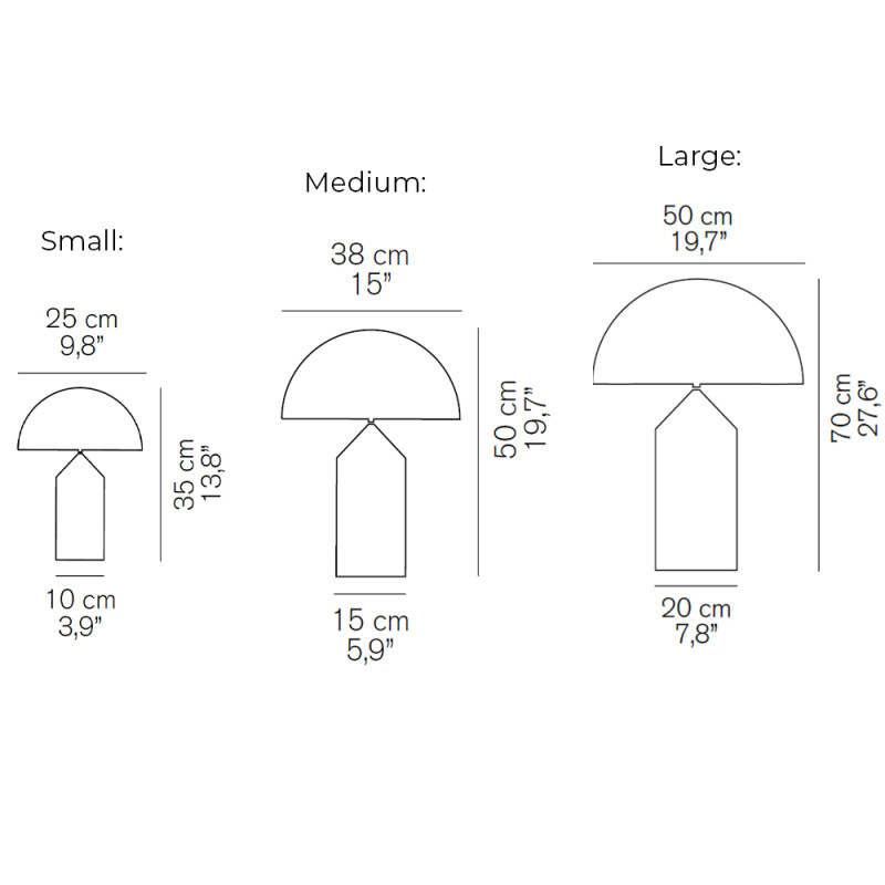 Specification Image for Oluce Atollo Opal Glass Lamp