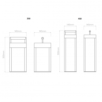 Specification image for Astro Kuro Lantern Outdoor LED Light