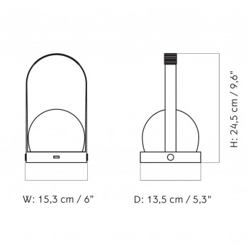 Specification image for Audo Copenhagen Carrie Leather LED Table Lamp