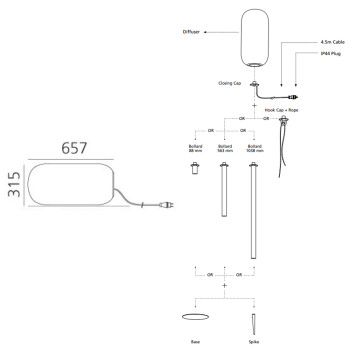 Specification Image for Artemide Architectural Gople Outdoor Lamp
