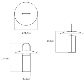 Specification Image for Audo Copenhagen Ray LED Portable Table Lamp 