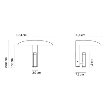 Specification Image for Marset Konoha LED Wall Light