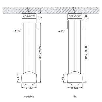 Specification Image for Occhio Sento Sospeso LED Pendant
