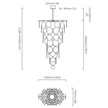 Specification Image for CTO Lighting Nimbus Cascade Chandelier