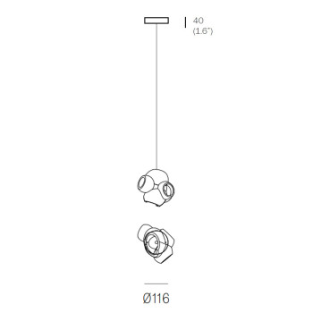 Specification Image for Bocci 100.1 Single Random Pendant