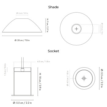 Specification Image for Ferm Living Collect Low Socket Pendant Hoop