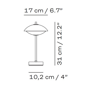 Specification Image for Fritz Hansen Clam LED Portable Lamp