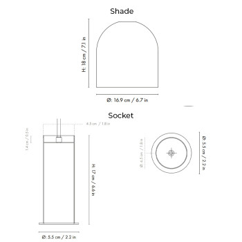 Specification Image for Ferm Living Collect High Socket Pendant Bell