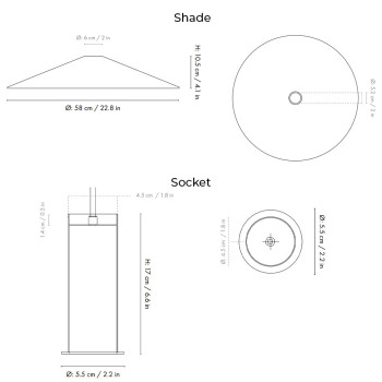 Specification Image for Ferm Living Collect High Socket Pendant Angle