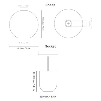 Specification Image for Ferm Living Collect Bell Socket Pendant Glass Sphere