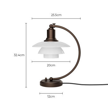 Specification Image for Louis Poulsen PH Aged Brass 2/2 Luna Table Lamp
