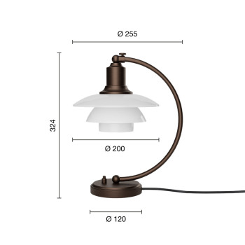 Specification Image for Louis Poulsen PH Aged Brass 2/2 Luna Table Lamp