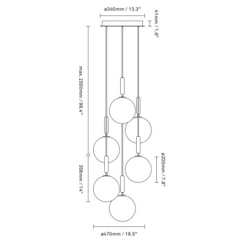 Specification Image for Nuura Miira 6 Large Suspension