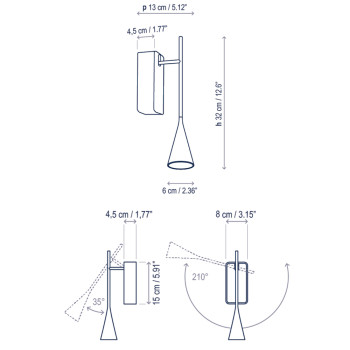 Specification Image for Bover Skybell Plus A/01 Wall Light