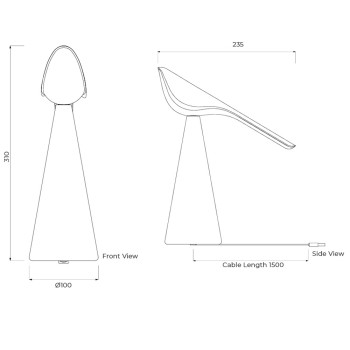 Specification Image for Established & Sons Tiki LED Portable Lamp