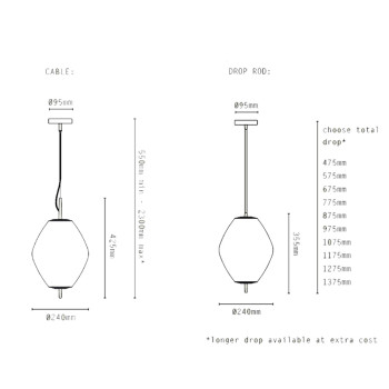Specification Image for J.Adams & Co Nova Pendant Tall