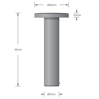 Specification Image for BEGA 84751 LED Outdoor Bollard