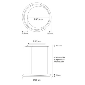 Specification Image for Lodes Tidal LED Adjustable Suspension