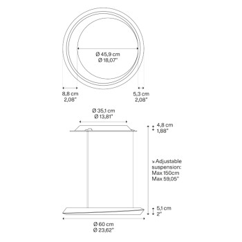 Specification Image for Lodes Tidal LED Adjustable Suspension