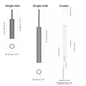Specification Image for Audo Tubulaire Pendant Light