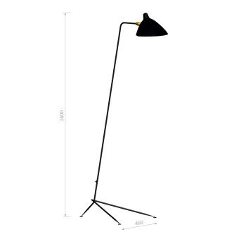 Specification Image for Serge Mouille Formes Noires Lampadaire Droit 1 Arm Floor Lamp