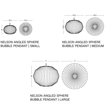 Specification Image for HAY Nelson Angled Sphere Bubble Pendant Light