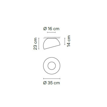 Specification Image for Vibia Duo Petra Dome Angled LED Ceiling Light