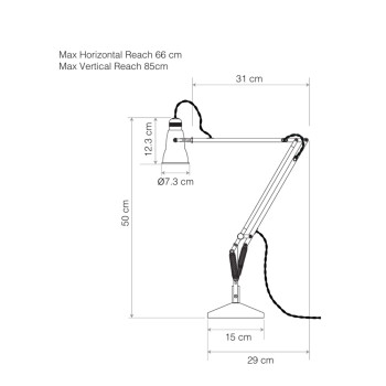 Specification Image for the Anglepoise Original 315 Desk Lamp - Navigation Edition 