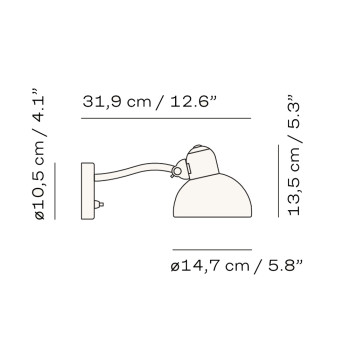 Specification Image for Fritz Hansen Kaiser Idell 6567 Wall Light