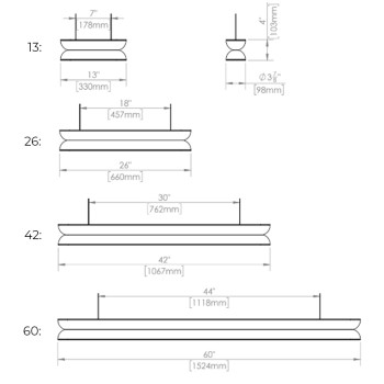 Specification Image for Hollis + Morris Beaufort M2 Horizontal LED Pendant