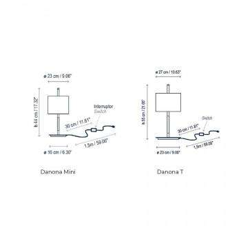 Specification image for Bover Danona Table Lamp