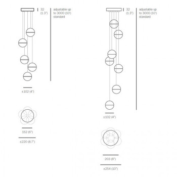 Specification image for Bocci 14 Series Multi Pendant